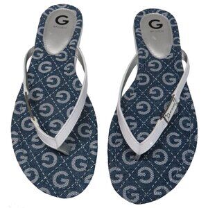 G by Guess Women's Jumper-C Flip Flops Sandals Blue and White